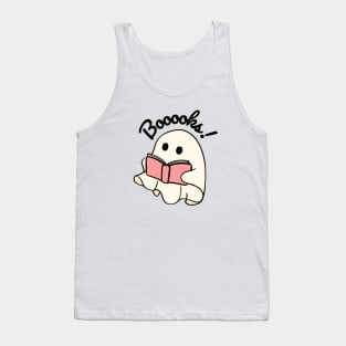 Booooks Cute Ghost Reading Book Lover Halloween Party Gift Tank Top